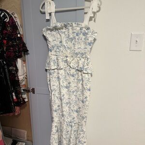 ANTONIO MELANI White and Blue Floral Dress